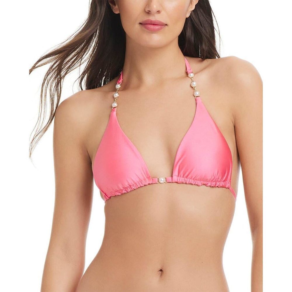 Red Carter Women's Classic Pink Beaded Triangle Bikini Top M